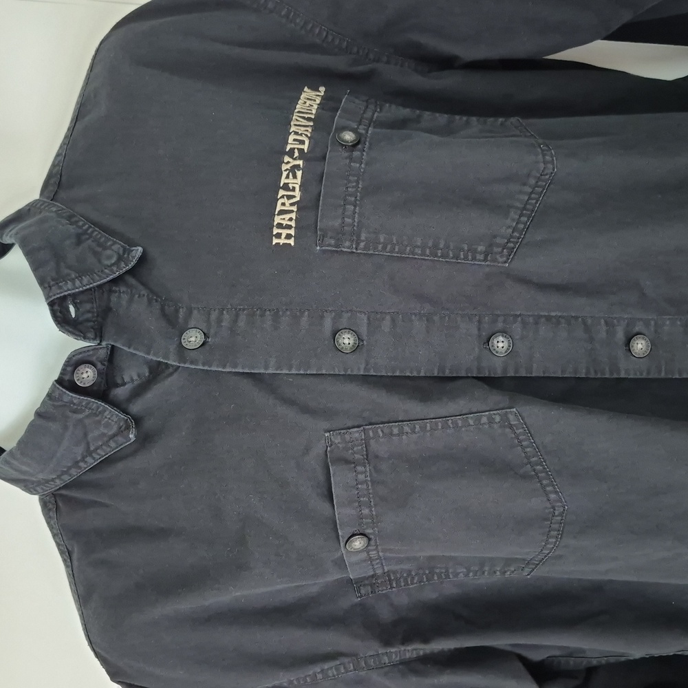 Harley-Davidson Black Long Sleeve Shirt Willie G Embroidered L - Picture 4 of 7